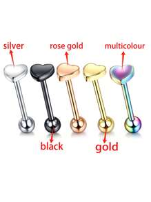 1-5pcs 14G Personalized Steel Heart Nipple Tongue Nail Piercings Stud Lip Piercing Body Jewelry For Men Women Fashion Accessories