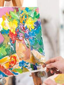 1/4/8pcs White 20*20cm Canvas Painting Frames, Linen Primed Canvas Boards For Oil, Acrylic, Watercolor Painting, DIY Art Supplies,Back To School,School Supplies - White - View 5