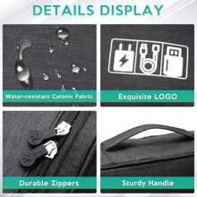 Estuche Organizador Cables Cargadores USB Audífonos Impermeable - Gris - Ver 5