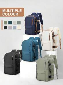 大容量旅行背包 中性款，多功能休閒背包，多隔層收納設計，可容納 15.6 吋筆記本電腦，輕量耐磨防水，極簡商務通勤休閒背包，輕量筆電背包，適合上班族，商務通勤旅行雙用途，中性旅行背包，便攜隨身背包，學生辦公戶外日常旅行實用多功能背包 - 米色 - 查看 9