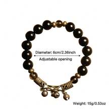 1pc Simple Style Bracelet Suitable For Daily Wear Festivals Handsome Bracelet Black Beads Copper Accessories Can Be Used As Birthday Gifts Valentine Gifts All Kinds Of Holiday Gifts Are Suitable For Bracelets Very,Mom,Mother,Mother's Day,Gift