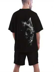 Bộ đồ thể thao thường ngày thoáng khí ngoài trời thường ngày cho nam áo phông và bộ đồ năm quần mùa hè in 3D cho nam giới trưởng thành - Nhiều màu - Xem 3