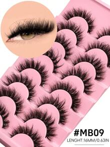 8 Pairs False Eyelashes 3D Fluffy Dramatic Eyelashes Fluffy Thick Lashes Volume Natural Look Fake Lashes Soft Fluffy Makeup Tools - Black - View 9