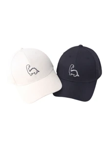 2 件恐龙刺绣可调节男女通用棒球帽，适合情侣休闲日常旅行户外运动棒球帽，适合骑自行车、观光、旅行、街头服饰、派对 - 大恐龍棒球帽 - 查看 3