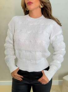 Blusa Lã Cashmere  Manga Longa Tendencia - Branco - Visão 2