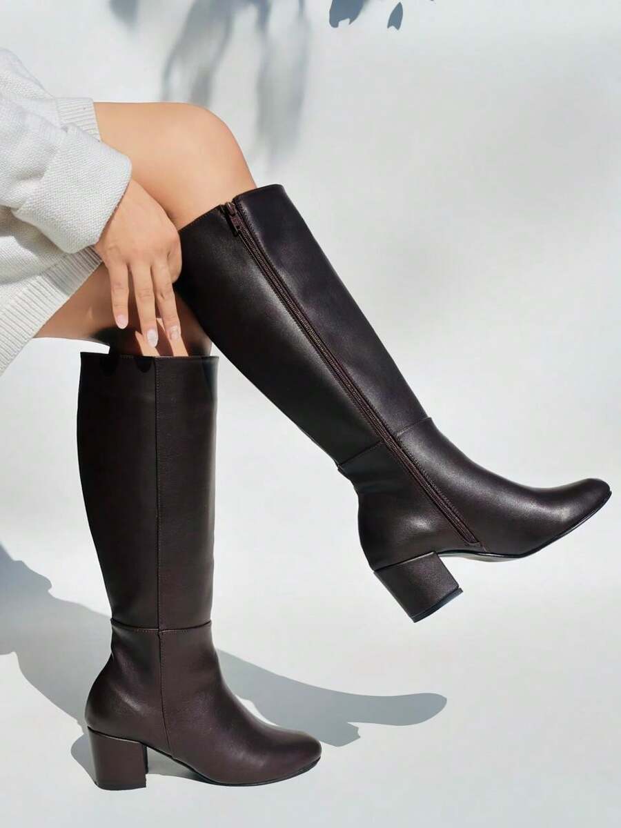 Botas para dama Tacón bajo Clásicas Formales - Marrón - Ver 1
