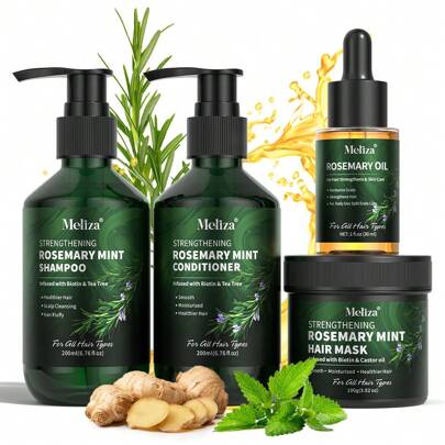 4pcs Unisex Hair Care Set - Glycerin-Infused Deep Cleansing, Moisturizing Formula For Normal Hair Types, Nourishing Shampoo, Conditioner, Essential Oil & Hair Mask Combo,Perfect For Mother'S Day & Father'S Day Gifts