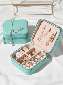 1 件便携式旅行珠宝收纳盒，珠宝展示盒，PU 皮革珠宝盒，大容量，可容纳珠宝、戒指、项链、耳环、手镯、化妆品 - 多色 - 查看 23