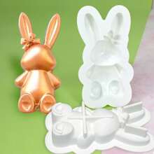 1 Peça Molde Grande de Coelho para Ovos da Páscoa em Silicone para Chocolate, Molde de Silicone em Forma de Ovo de Páscoa de Coelho, Molde de Assadeira para Bolo de Coelho da Páscoa, Molde de Chocolate Quebradiço de Coelho Goma