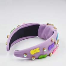 1pc Easter Women's Fabric Headband With Colorful Rabbit & Crystal Knot Decors, Suitable For Everyday Outings,Hairband,Hair Hoop