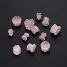 2 piezas de dilatadores de oreja de cuarzo rosa cóncavo, exclusivos para chicas encantadoras - Expansor de orejas de cuarzo rosa - Ver 1