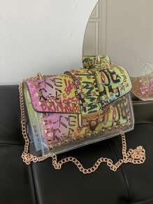 New Transparent Shoulder Messenger Handbag Small Square Bag, Summer - Multicolor - View 2