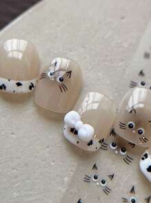 1 pieza Calcomanía de arte de uñas de gato plano, ojo grande Kawaii, calcomanía autoadhesiva para decoración de uñas