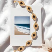 Women's Fashion Versatile Metal Carving Turquoise Inlay Body Chain, Tropical Floral Bohemian Zinc Alloy Jewel High-End Accessories, Metal Waist Chain For Weddings, All Seasons