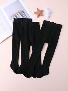 3 双女童纯色印花紧身裤、打底裤，适合年轻女孩的日常休闲穿着 - 彩色 - 查看 9