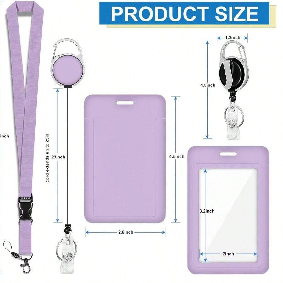 1 件、2/4 件紫色/粉色卡夹，带挂绳，伸缩夹，学生证夹，员工徽章夹，公交卡夹，适合送给朋友、同事、老师、长辈的有意义的新年礼物 - 彩色 - 查看 1