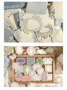 30 件复古风格压花记事本，带蕾丝框架，可书写日记材料，学生卡，个人定制 - 彩色 - 查看 6