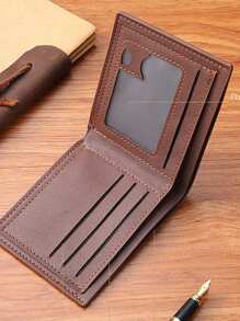 1 szt. męski krótki portfel składany na pół, kolorowe paski, wiele przegródek na karty, swobodny biznesowy smukły miękki skórzany portfel, odpowiedni dla nastolatków, swobodny, na zewnątrz, sportowy, podróżny, prezenty na ukończenie szkoły, akcesoria urodzinowe