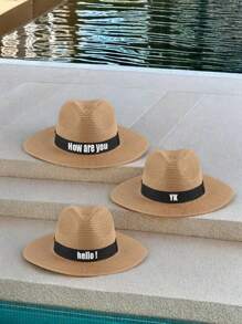 1PC Of Customized Straw Hat For Men And Women During Summer Travel, With Customized Names, Personalized Straw Hats With Names, Customizable Straw Hats, Customized Valentine's Day Gifts, Unisex, Men And Women's Style Straw Hats, Customized Straw Hats For Beach Travel That Can Be Worn For Shade,Durable,Colorful,Cute,Adorable,Funny,Y2K,Stylish,Casual,Cuties,Custom,Personalized,Unique,Customized,Ideal Gifts For Him,Ideal Gifts For Her,Her,Girlfriend,Friends,Children