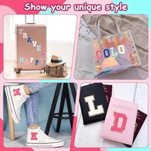 8 厘米/3.15 英寸熨烫字母补丁 26 件 A-Z 字母补丁动物形状 DIY 图案熨烫或缝制补丁贴花适用于牛仔裤夹克背包（大号玫瑰红） - 玫紅色 - 查看 5