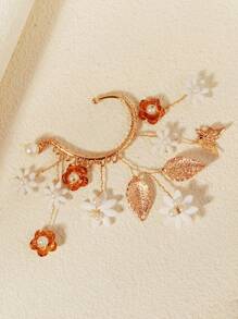 1 Golden Ear Clip Butterfly Ear Clip Bridal Headpiece Retro Female Hair Accessories Antique Style High End Wedding Ear Hanging