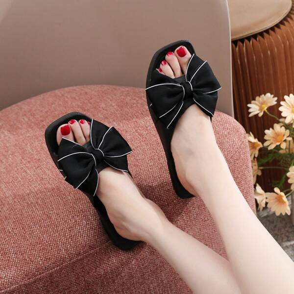 Soft & Cushioned EVA Bow Slippers For Women, Comfortable Cute Anti-Slip All-Match Outdoor