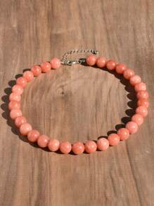 12mm Natural Stone Bead Necklace, Fashionable Dopamine Inspired Colorful Vintage Exaggerated Choker Necklace With Natural Crystal, Aquamarine, Peridot - Multicolor - View 15