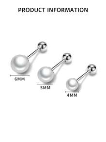 1PC S925 Sterling Silver Pearl Lip Nail,Lip Piercing Jewelry ,Lip Ring,Hypoallergenic Body Piercing Jewelry - Single - View 7