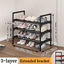 1 pieza Estantería para zapatos de varios niveles y sencilla, organizador de zapatos multifuncional, estantería de almacenamiento ahorra espacio, tubo de metal reforzado, soporte de plástico extendido, adecuado para entrada, armario, pasillo, dormitorio, garaje - Negro - Ver 9