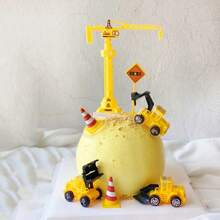 Construction Vehicles Disassembled Decoration Set, Including Excavator, Bulldozer, Crane, Lifting Barrier, Etc. Suitable For Birthday Cake Decor, Baking Scene Arrangement
