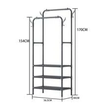 Stylish Black Metal Clothes Rack, 360 Degree Rotation, Indoor Free Standing Clothes Rack, Multifunctional Bedroom Coat Rack, Hat Stand, Balcony Drying Rail, No Edge Paint, Random Printing - 黑色 - 查看 5