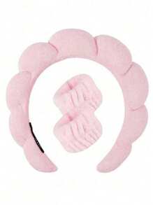 1/3 件套奢华超细纤维 Spa 头带和腕带套装 - 柔软舒适，适合洗脸、化妆、淋浴和护肤，女士和女孩发饰套装 - 彩色 - 查看 12