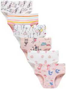 6 Pieces Young Girls Soft Underwear Toddler Briefs Soft Undies