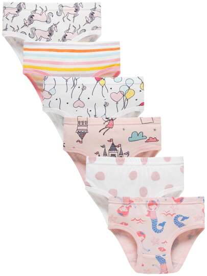 6 Pieces Young Girls Soft Underwear Toddler Briefs Soft Undies