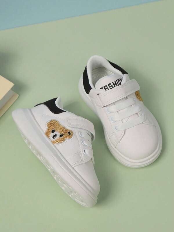 1 Pair Kids Bear Decor Lightweight & Comfortable Low-Top Casual Sports Shoes, Suitable For Students Everyday Wear & Sport Activities, All Season