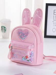 1 件儿童亮片兔子背包，迷你可爱配件，适合女孩旅行和户外使用