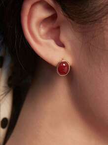 Stylever 1pair S925 Sterling Silver Premium Wrap Oval Stud Earrings For Women Ladies Jewellery Party Gift Fine Jewelry - Gold - View 3