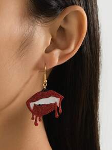 1 Pair Gothic Style Black Lip Pendant Earrings For Women