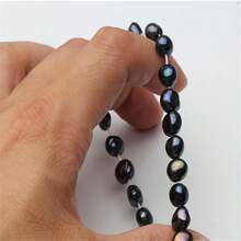 1PC AAA Grade Black Freshwater Pearl Adjustable Bracelet - 5-6mm Beads, Stretch Fit For Women, Ideal Birthday Or Christmas Gift - Black - View 5