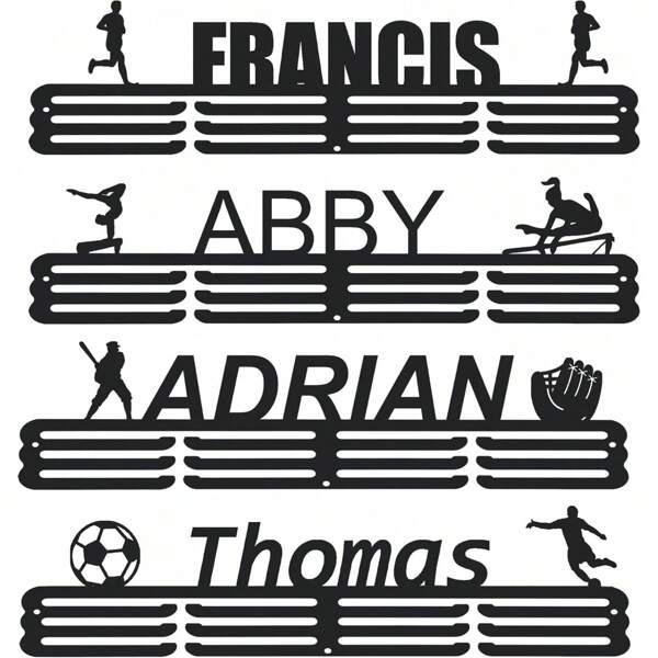 [Estantería personalizable para exhibir medallas]Soporte multinivel para medallas deportivas | Fácil instalación y resistente | Texto y gráficos personalizados | Regalo para atletas por cumpleaños y graduación