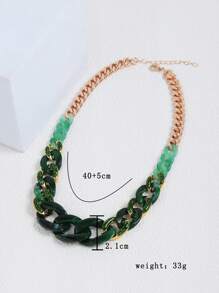 1pc Fashionable Resin & Metal Chain Short Necklace, Versatile For Everyday Wear - Chain Shape - View 5