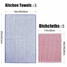 5 pièces Set de serviettes de cuisine et de chiffons de vaisselle de couleurs aléatoires, 16x25 pouces 16x11 pouces, serviettes de vaisselle, chiffons de nettoyage absorbants, linges de cuisine, outils de nettoyage réutilisables, torchons en coton pour la cuisine, la cuisson et la vaisselle