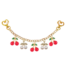 1 件奢华水钻仿珍珠樱桃钱包饰物包链饰物仿珍珠和水钻樱桃包钱包饰物链樱桃包装饰配件仿珍珠樱桃装饰包链饰物钱包延长器替换延长链装饰包带链带饰物适用于手提包托特包斜挎包