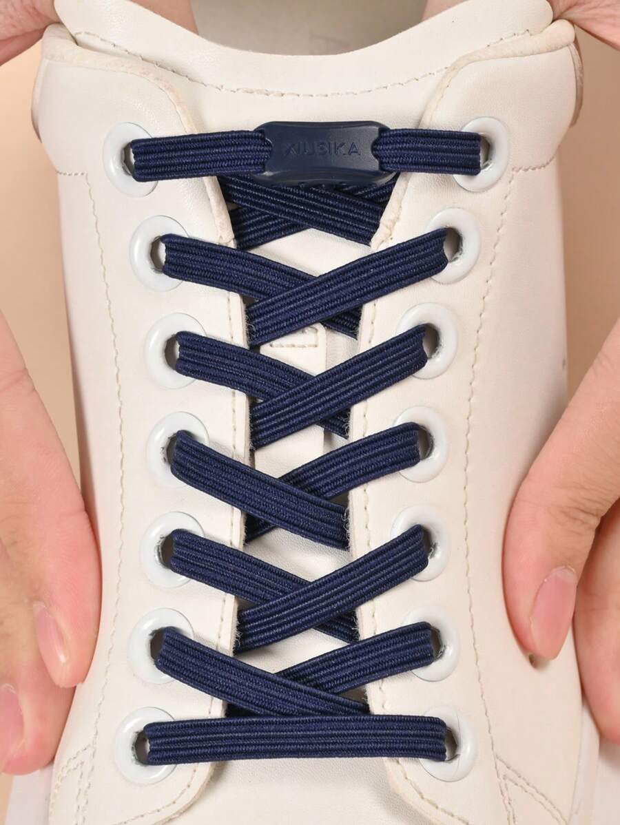 COSYLEE 1 双免系带弹性鞋带，宽大防松设计，适合运动鞋和休闲鞋 - 藏蓝色 - 查看 1