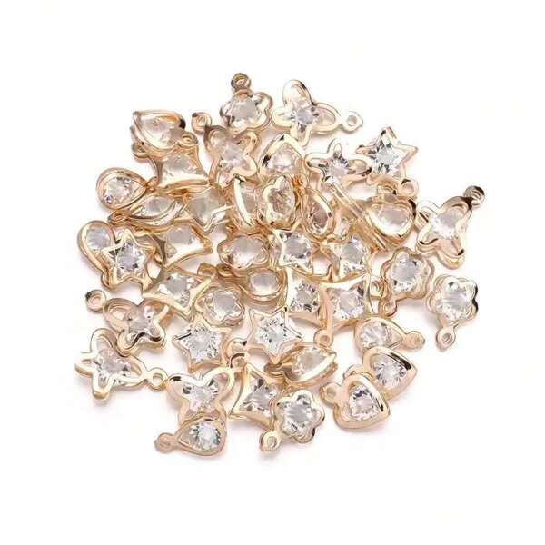 20pcs Assorted Rhinestone Double-Sided 3D Pendant Charms For DIY Earrings, Bracelets, Necklaces - Teardrop, Star, Heart, Flower, Butterfly, Rhombus Shapes