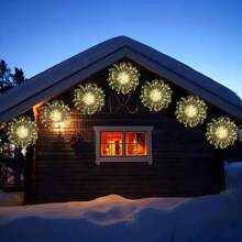 4Pcs 400LEDs Solar Starburst Sphere Lights, Firework Lights 8 Modes Hanging Fairy Light, Dimmable & Copper Wire Fairy Lights For Patio Parties, Tents, Christmas - trắng - Xem 9
