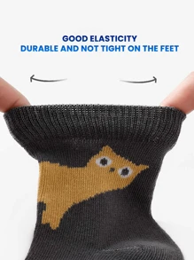 5 Pairs Cat Pattern Kids Socks, Mid-Calf Design Suitable For Outdoor Sports And Fitness, Spring/Summer/Autumn - Multicolor - View 6