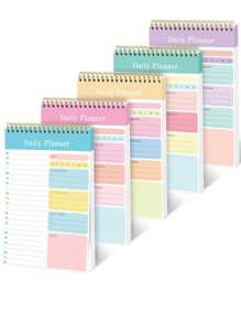 1pc/2pcs/5pcs Back To School Season Student A5 Checklist Notebook, Checklist Notebook, Daily Planning Notebook, Loose Leaf Notebook, Coil Notebook, Flip Up Schedule Notebook, Student Learning And Office Supplies Random Color