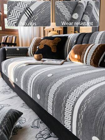 1 件四季时尚雪尼尔沙发座垫套，现代简约防尘防滑优质沙发保护套，可水洗，温暖，防褪色，宠物友好，适用于卧室、办公室、客厅、L 型沙发 1/2/3/4 座