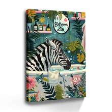 1pc Framed Canvas Wall Art Poster Abstract Digital Realism A Zebra Is Taking A Bath In A Tub Wall Art For Living Room Bedroom Bathroom Kitchen Apartment Hotel, Artful Home Decoration - Framed, Vertical - Framed Canvas - View 1